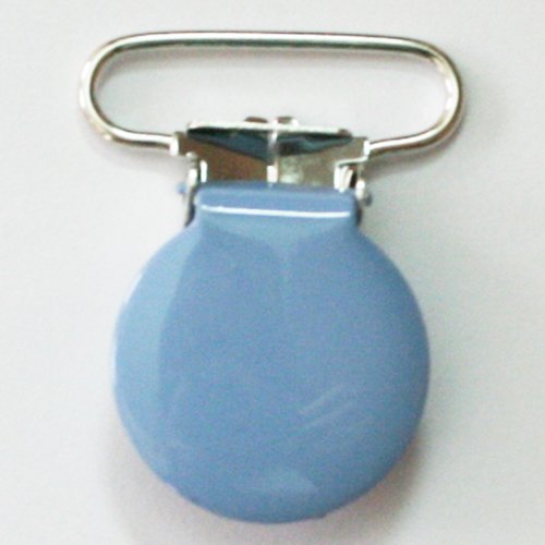 5 Pastel Blue Round 1 Inch Enamel Suspender Passy Binky Pacifier Mitten Clips