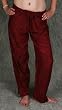 Embroidered Drawstring Pants - Burgundy