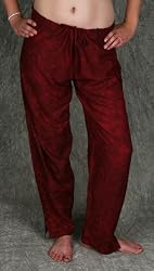 Drawstring Pants - Embroidered Rayon, Burgundy. Spring Sale!