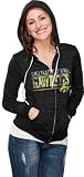 Iowa Hawkeyes Women's Black Burnout Full Zip Hooded Sweatshirt