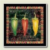 CHILI Pepper STONE COASTERS Set 4 chilli SOUTHWESTERN