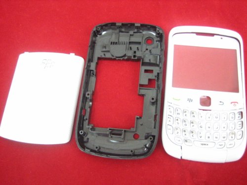 White Full Cover Door Housung Case Fascia Plate Panel with Keypad for Blackberry 9300 Curve - Mobile Phone Repair Parts Replacement