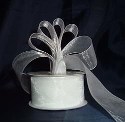 Sheer Organza Ribbon Mono Edge - 1.5" - 25 Yards (75 FT) - White