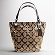 Coach Signature Alex Coated Bucket Shopper Bag Purse Tote 14264 Khaki