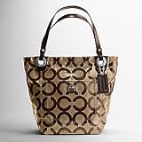 Coach Signature Alex Coated Bucket Shopper Bag Purse Tote 14264 Khaki