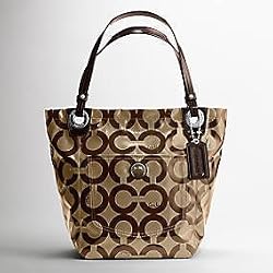 Coach Signature Alex Coated Bucket Shopper Bag Purse Tote 14264 Khaki