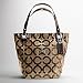 Coach Signature Alex Coated Bucket Shopper Bag Purse Tote 14264 Khaki