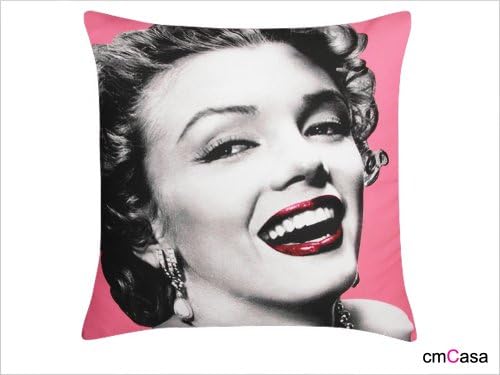 cmCasa[2737]18x18 Inch Velveteen Decorative Throw Pillow Cover Cushion Case, Multicolor Marilyn Monroe (Pink)