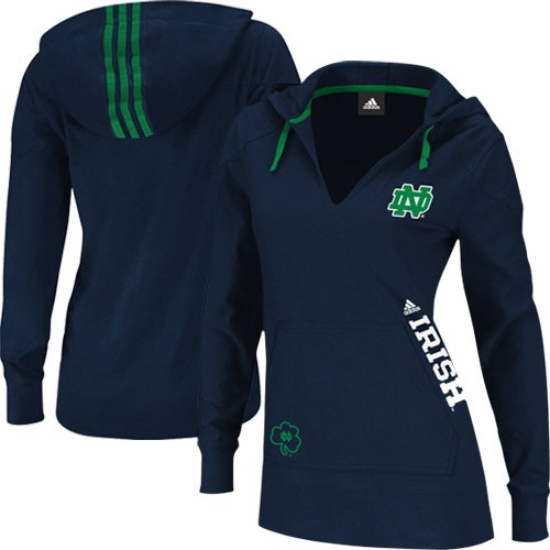 adidas Notre Dame Fighting Irish Ladies Campus Intersect Hooded Long Sleeve T-Shirt - Navy Blue (XX-Large)