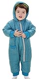 （ラグロージー）LuxRosy* 【 キッズ & ベビー 暖か 防寒 ジャンプスーツ 】 フード付き 着ぐるみ アウター 冬防寒グッズ 防水 中綿 雪遊び 外遊び にも (80, ターコイズブルー)