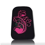 Handywelt-Niefern Handy Tasche Stoff Tasche Neopren Tasche M3 Rosa Herz f. Samsung S5230, S5230 Star