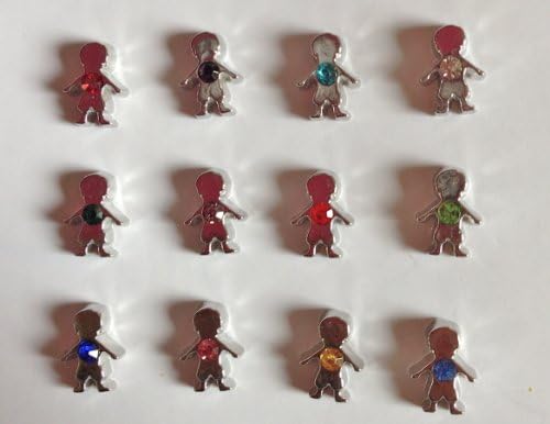 Set of 12 SILVER BIRTHSTONE BOY Floating Charms