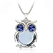 Joannala Trendy Owl Necklace Crystal Jewelry Statement Women Silver Chain Long Necklaces(blue)