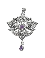 Sterling Silver Heart Pentacle Pentagram Pendant with Amethyst by Dryad Design