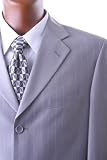 Mens Single Breasted 3 Button Light Gray Pinstripe Super 150s Wool Feel Vested Dress Suit