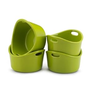 Rachael Ray Bubble and Brown Set of 4 Green Ramekins