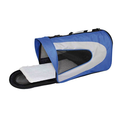 Pet Life Folding Zippered Sporty Mesh Carrier (features 3M Thinsulate): Blue Grey - Large