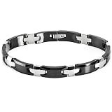 Tungsten Carbide and Ceramic Men's Link Two Tone Black Bracelet 9.5 mm (3/8 inch) 8.25 inch long