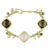 18k Yellow Gold Smoky and Rose Quartz Bracelet