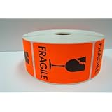 1 Roll of 100 2x3 BRIGHT RED Fragile CRACKED GLASS Shipping Mailing Labels Stickers