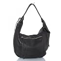 XL leather hobo bag black from black soft smooth leather