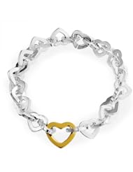Bling Jewelry Gold Heart Link Sterling Silver Bracelet 7 Inch