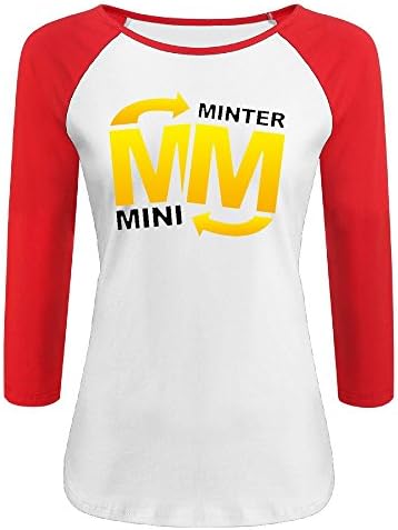 WJLIAN Women's Minimintert Logo 3/4 Sleeve Cotton Tshirts Red XXL