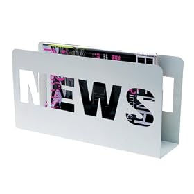 PT Magazine Rack News Metal Spray Painted White