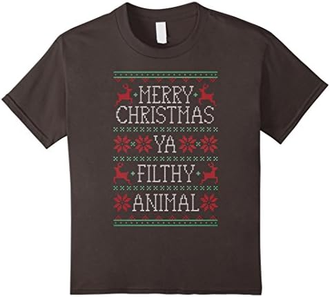 Kids Merry Christmas Ya Filthy Animal T-Shirt 10 Asphalt
