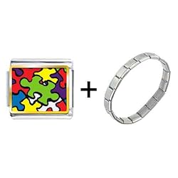 Pugster Gold Plated Word Autism Photo Italian Charms