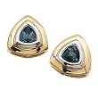 14K Two Tone Trillion Cut London Blue Topaz Earrings