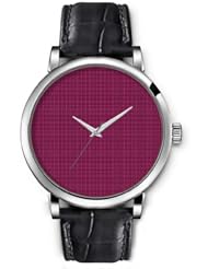 SPRAWL Aanalog Fashion Series Silver Ladies Watches of Genuine Black Leather Strap,Unique Wrist Watch for Women Girls Designed with Red brown small bars