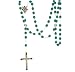 Rosary - Silver Toned Cross with Irish Green Shamrocks and Dark Green Crystal Beads