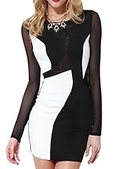 Sexy Round Neck Flared-Skirt Ruched Backless Chiffon/Tulle Long Sleeves Short  Dress