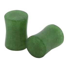 Pair of Jade Double Flared Stone Plugs 3mm 8 Gauge