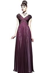 V-neck Cocktail Satin Beaded Sleeveless Homecoming Dress/Pageant Dress/Prom Dress/Party Dress/Wedding Dress 