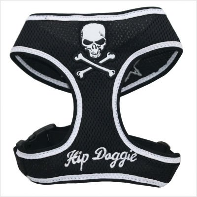 Hip Doggie Black Skull Mesh Harness Vest, XX-Large