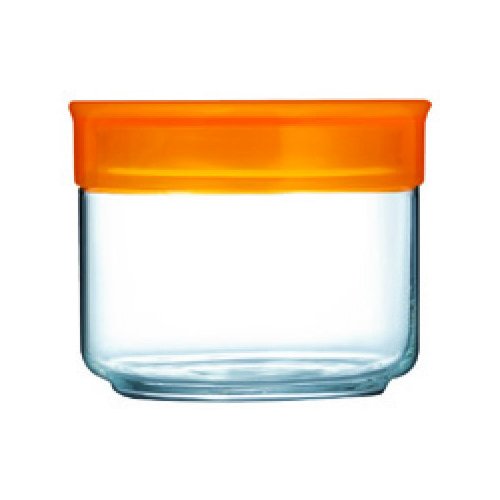 Cheap Price Luminarc 0.5 Litre ORANGE Glass Storing Box/Jar with Lid suitable for all dry foods