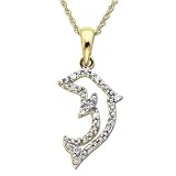 14k Yellow Gold Diamond Dolphin Pendant (.03 cttw, I-J Color, I2-I3 Clarity), 18