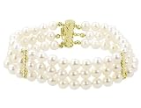 Freshwater White Pearl 6-6.5mm Multi-Strand Bracelet with 14K Yellow Gold Clasp