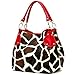 Red Large Vicky Giraffe Print Faux Leather Satchel Bag Handbag Purse