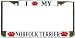 I Love My Norfolk Terrier Paw Prints Dog Chrome Metal License Plate Frame Holder