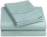 Renaissance 600 Thread-Count Woven Stripe Queen Sheet Set, WaterBlue