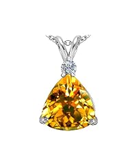 Original Star K (tm) Large 12mm Trillion Cut Simulated Citrine Pendant in 925 Sterling Silver