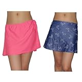 IMAGE OF 2 PACK SET: Womens Swimwear Swim / Surf Quick Dry Beach Skirt Cover Up - Mixed Brands (Large, denim/pink)