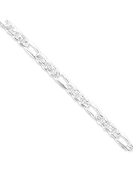 Sterling Silver 18in 5.5mm Pave Flat Figaro Necklace Chain. Metal Wt- 21.35g