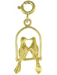 Dazzlers Solid 14k Gold Lovebirds Charm Pendant Available in three colors from jewelsberry (weights: 1.8 grams only)