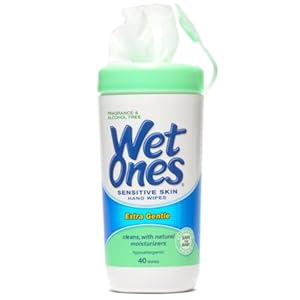 Wet Ones Sensitive Skin Hand Wipes, Extra Gentle 40 Count Canister (Pack of 4)