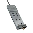 Belkin Products - Belkin - Office Series SurgeMaster Gray Surge Protector, 8 Outlets, 12ft Cord - Sold As 1 Each - Excellent for home or office applications. - Four transformer-spaced outlets. - Space-saving right angle plug.