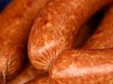 Close-Up of Sausages Linked Together Photographic Poster Print, 12x16